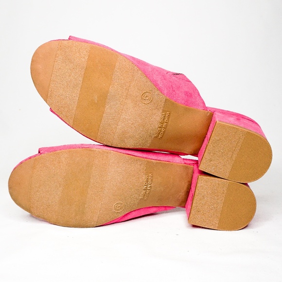 GAP Open-Toe Pink Block Heel Faux Suede 6 NWOT - Picture 8 of 8